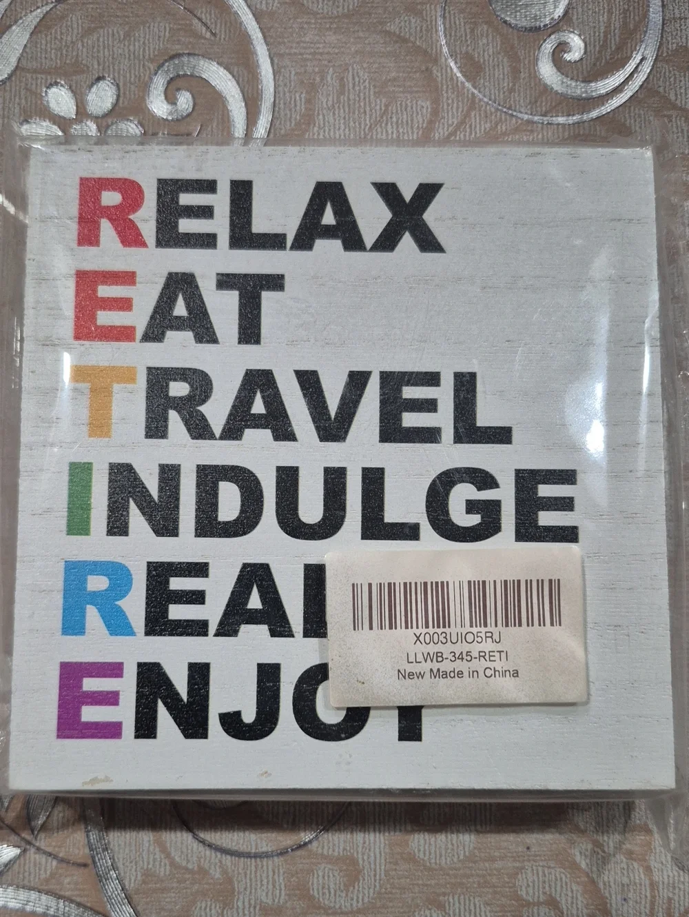 Retire Wall Plaque - Motivational Wood Sign in Multicolor